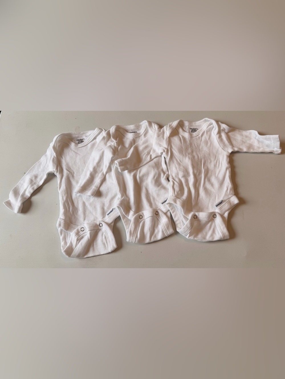 3 Gerber Newborn Long Sleeve Onsie